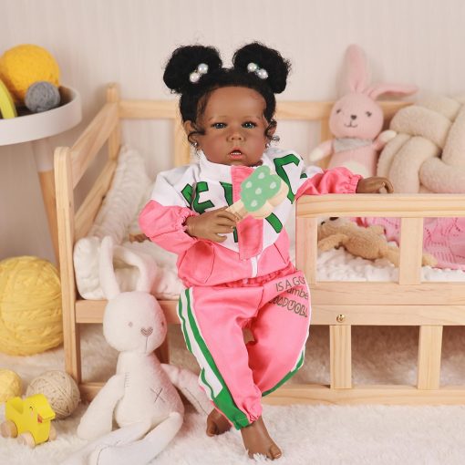 Muneca Realista Rebornova para Nina Negra, Africana Americana 20 Pulgadas con Cuerpo Suave de Silicona, Regalo de Cumpleanos para Edades 3+ - Imagen 3