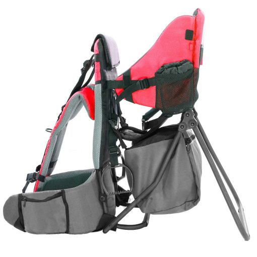 Mochila Portabebes de Senderismo ClevrPlus Cross Country, Roja, Mochila Portabebes para Ninos con Asiento Comodo, Correas y Cinturon Ajustables, Marco Plegable Liviano, Gran Capacidad para Ninos para Uso al Aire Libre - Imagen 4