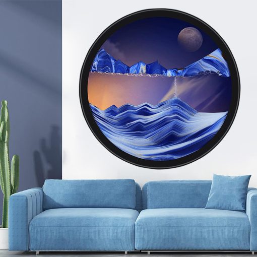 Arte de Arena en Movimiento TNSLGHS, Arte de Arena Liquida en la Pared, Arte de Arena en Movimiento de 360?, Decoracion de Paisaje Marino Profundo para Relajar el Ambiente en Casa Oficina, Decoracion de Trabajo, F-17.3in/44cm
