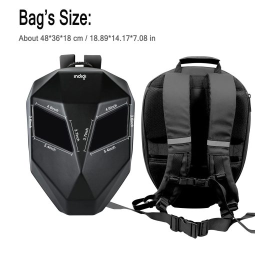 Mochila de Motocicleta con Armazon Rigido y LED Dos Ojos, Bolsa para Casco Expandible con LED para Viajes Diarios y Deportes al Aire Libre (Negro, Grande) - Imagen 6