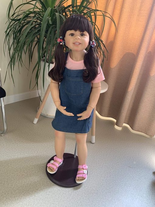 Muneca Gigante Reborn Nina de 39 pulgadas Cuerpo Completo de Vinilo Munecas Realistas de Bebe con Pelo Rizado Puede Pararse Modelo de Nina BJD Coleccionable de Alta Calidad - Imagen 3