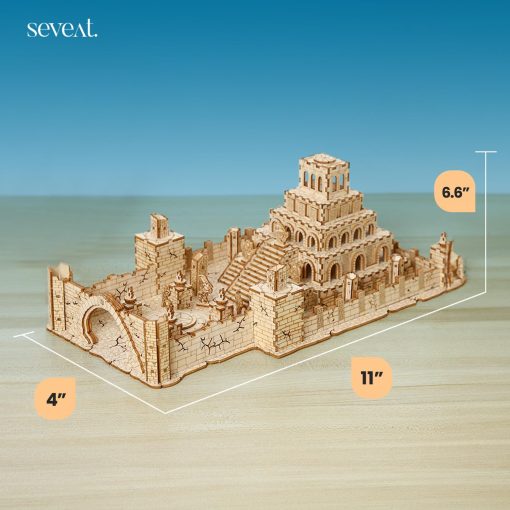 Rompecabezas de madera 3D Seveat para adultos - Kit de modelo de 235 piezas de Ruinas de Templo Antiguo DIY, Juego de rompecabezas desafiante para cualquier ocasion, Regalo ideal para adolescentes y adultos (Ruinas) - Imagen 5
