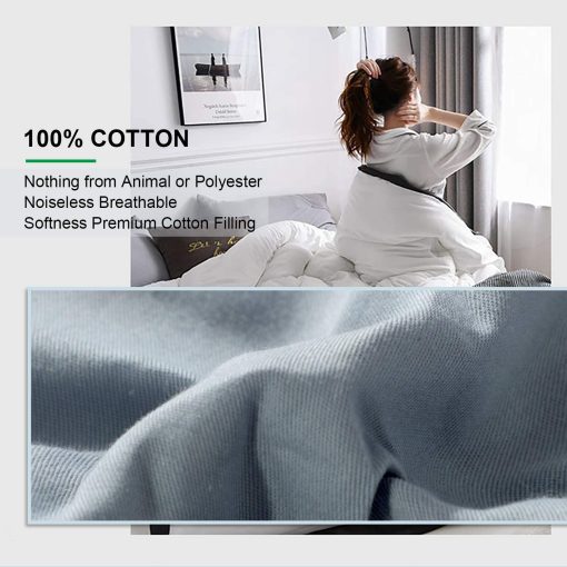 Coleccion Leisurely 2024 Edredon Premium Mejorado Sin Compresion Todas las Estaciones Relleno de Algodon 100% - Reversible Ligero Suave Transpirable Esponjoso (Gris Azul, Twin) - Imagen 2