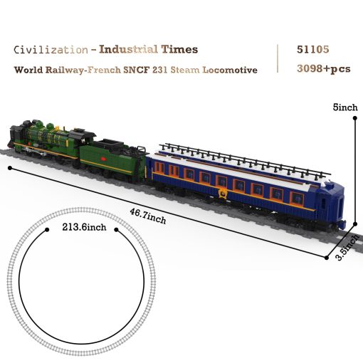 Set de tren JMBricklayer para adultos 51105, Juego de construccion de trenes de ciudad RC con vias de tren, Kit de modelo de locomotora a vapor con iluminacion para exhibicion o coleccion, Regalo para ninos de 14+ y fanaticos de la serie World Railways - Imagen 4