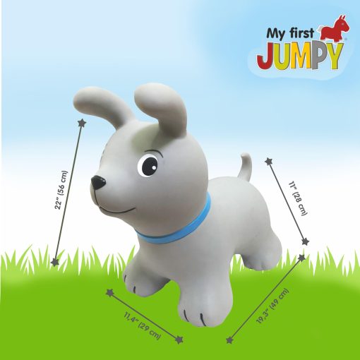 Juguete para ninos - Saltador de animal inflable de GERARDO'S - Perro Gris | 22 x 11.5 x 19.3 pulgadas | Juguetes para ninas y ninos pequenos | Incluye bomba de mano - Imagen 2