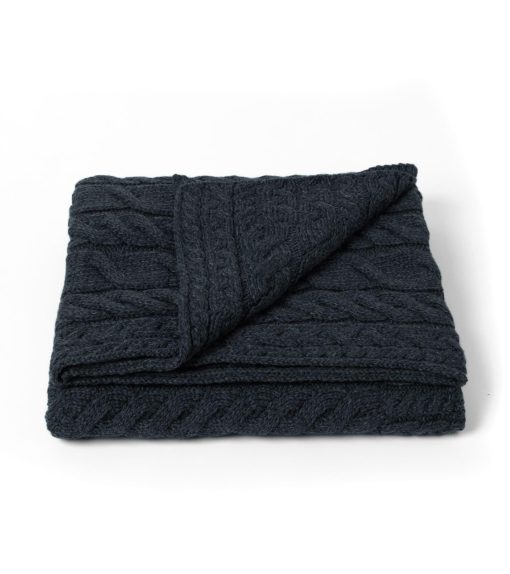 Manta de Lana con Diseno de Trenzas de Aran Woollen Mills - 100% Lana Merino Ultrablanda - Manta de Lana Trenzada 40" x 60" (102 x 152 cm) - Hecha en Irlanda