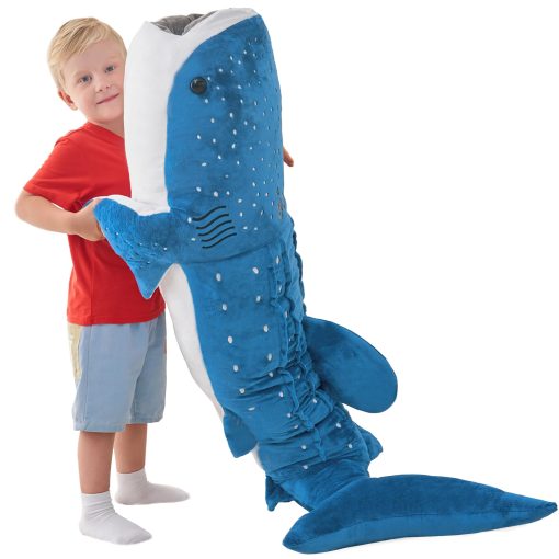 Peluche de tiburon ballena gigante de 48 pulgadas Mukouxun, juguete de felpa de tiburon ballena realista, grandes peluches de tiburon ballena enormes, peluches de ballenas grandes