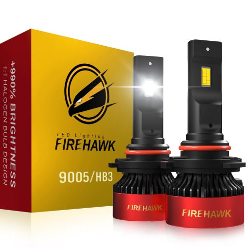 Bombillas LED Firehawk 9005/HB3/H10/9145 40000LM 990% de Brillo 6000K Blanco Frio Plug and Play Kit de Conversion Mejorado 2024, Luces Antiniebla, Paquete de 2