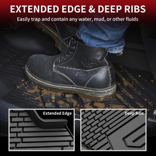 Tapetes LASFIT para Chevy Silverado/GMC Sierra 1500 2019-2024 Cabina Doble, Chevrolet Silverado/Sierra 2500 HD/3500 HD 2020-2024 Cabina Doble, Fila Trasera con Almacenamiento de Fabrica Alfombrado - Imagen 3