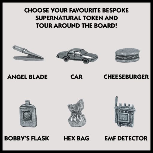 Juego de Mesa Monopoly Sobrenatural de Winning Moves, unete a los Hermanos Winchester Sam y Dean, Avanza al Vampiro y al Hombre Lobo y Comercia Tu Camino hacia el exito, para Mayores de 16 anos - Imagen 6