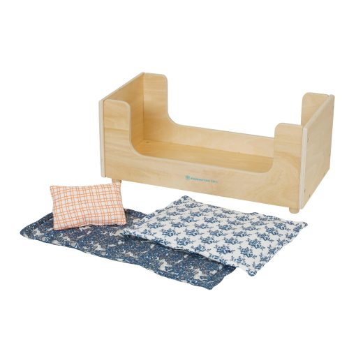 Cama de Juguete de Madera Manhattan Toy Sleep Tight con Almohada y Manta para Munecas y Peluches