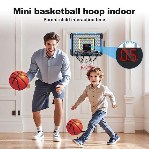 Aro de Baloncesto para Interiores para Ninos, Aro de Baloncesto Mini con Luz LED, Aro de Baloncesto Sobre la Puerta con Marcador y 4 Balones - Regalos de Juguetes de Baloncesto para Ninos y Ninas de 3 a 12 Anos - Imagen 5