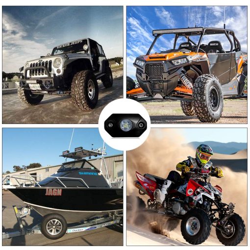 Luces LED Rock TSAUTO a Prueba de Agua IP68 IP69K Lampara de Roca Subacuatica CREE Luz de Acento de Cubierta Debajo del Vehiculo Luces de Reptacion Interior Exterior para Camion Jeep ATV UTV Barco (Azul) - Imagen 7