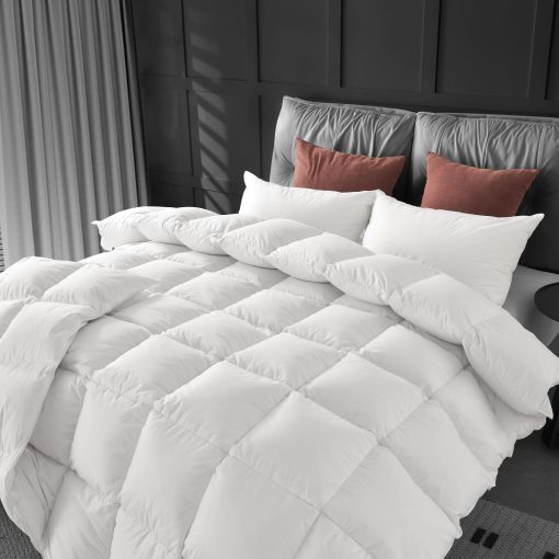 Edredon de Plumas de Ganso CYMULA tamano King - Invierno Blanco Crema Duvet Insert, Esponjoso, Calido y Transpirable, Ultra Suave y Silencioso con 8 Lazos (90" x 106")