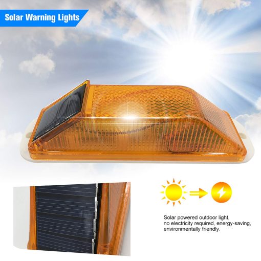 Luz de Advertencia Estroboscopica Solar LED Solar Parpadeante Senal de Seguridad de Construccion Vial Carteles de Seguridad de Construccion Barricada de Trafico Flash Automatico Lampara de Senalizacion de Vehiculos - Encendido Automatico (Amarillo-12 Paquete) - Imagen 3
