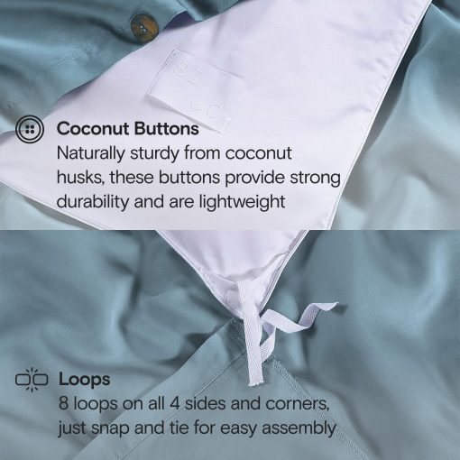 Funda de Edredon SIJO AiryWeight Tencel, 100% Lyocell Derivado de Eucalipto, Suave como la Mantequilla, Mejores Sabanas Refrescantes por Architectural Digest (Azul Turquesa, Full/Queen 90"x90") - Imagen 4