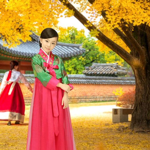 Conjunto de disfraz de vestido Hanbok coreano para ninas ninos (6-7 anos, 130 cm, purpura) - Imagen 5