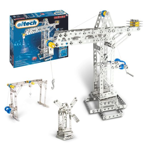 Set de Construccion de Grua y Molino Eitech y Juguete Educativo - Introduccion a la Ingenieria y Aprendizaje STEM, Acero (10005-C05)