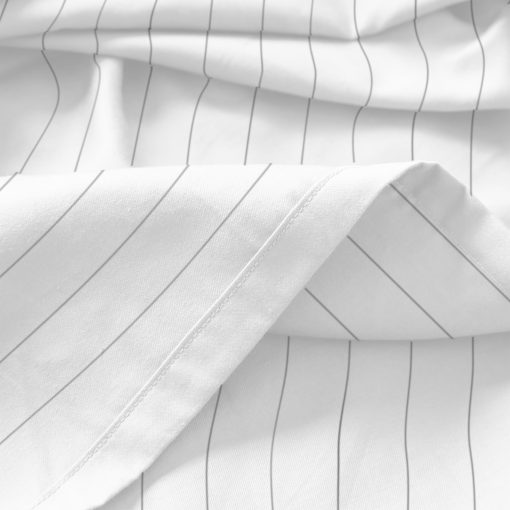 Linenbundle Sabana Plana de Lujo Suave y Sedosa - 500 Hilos, Transpirable, Elegante Comfort, Sin Arrugas, 100% Algodon de Fibra Larga, Certificado Oeko-TEX, Rey Rayas Grises - Imagen 5