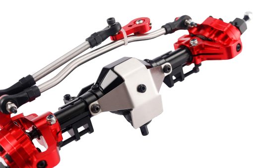 RZXYL Juego de Ejes de Portal Delanteros/Traseros de Aluminio para 1/10 Axial SCX10 II 90046 90047 RC Coche Crawler (Negro con Rojo) - Imagen 6