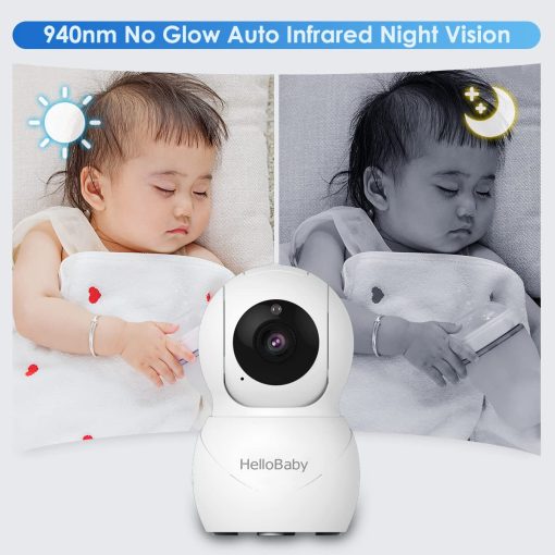 Monitor de Bebe HelloBaby con Camara y Audio, Pantalla LCD IPS, Monitor de Video de Bebe sin WiFi, Vision Nocturna Infrarroja, Pantalla de Temperatura, Canciones de Cuna, Audio Bidireccional y Modo VOX (HB66pro) - Imagen 4