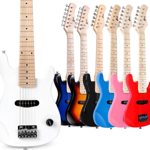Guitarra Electrica Infantil WINZZ EGM100 de 30 Pulgadas con Kit para Principiantes, Diestro, Blanco