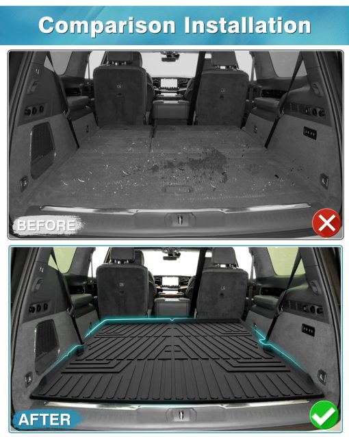 Cubierta de carga personalizada Mixsuper para 2022-2023 Jeep Wagoneer/Jeep Grand Wagoneer, Detras de los asientos de la 2a fila, Todo clima Estera de maletero trasero negra - Imagen 3
