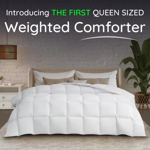 Edredon con peso HomeSmart Queen - 5 veces mas relleno esponjoso que las mantas con peso tamaño Queen regulares, Edredon con peso (20 lbs 88"x92" Blanco) - Imagen 2