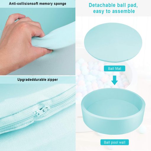 TRENDBOX Gran Piscina de Bolas de Espuma Suave 130 x 30 cm, Piscina Redonda de Esponja Grande NO incluye Bolas, para Interiores, para Ninos Pequenos, Parque Infantil - Azul Claro - Imagen 3