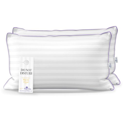 Almohadas de lujo Queen Anne - Paquete de dos (2) - Majesty Down - Alternativa de plumon sintetico - Almohadas hipoalergenicas sin alergias - Hechas en EE. UU. (Firme estandar)