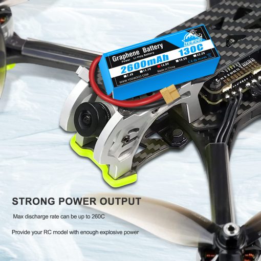 Paquete de 2 baterias LiPo YOWOO 14.8V 2600mAh 130C 4S con Enchufe XT60 para Coche Camion Truggy Avion Helicoptero Quadcopter Drone UAV FPV Barco RC Evader BX - Imagen 5