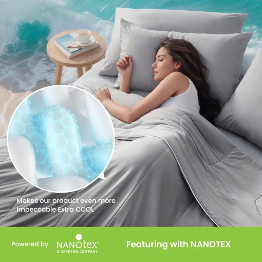 Juego de Edredon SLEEP ZONE Nanotex tamano King, 3 Piezas de Ropa de Cama Jersey Knit Reversible Sensacion Fresca, Suave y Transpirable con 2 Fundas de Almohada, 1 Edredon (Gris, 90"x106") - Imagen 4