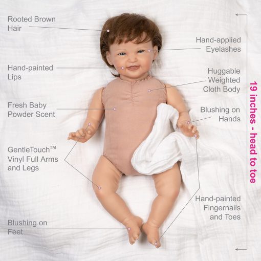 Muneca Bebe Realista Paradise Galleries Reborn Recien Nacida - 19'' Cabello en Raiz Bebe Dulce Sweetie Pie Set de Regalo de 7 Piezas para Edades 3+ - Imagen 6