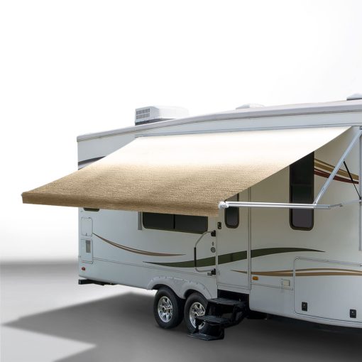 Sustitucion de Tela de Toldo de RV RecPro | Opciones de Ancho de 8 a 22 Pies | Varias Opciones de Color | Reemplazo de Toldo de RV de 8' (96") de Largo | Vinilo Premium (14'- Ancho Real 13' 1", Desvanecimiento en Tan/Camel)