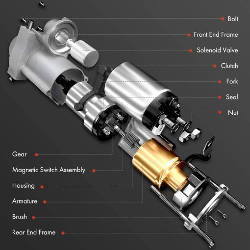 Motor de Arranque A-Premium Compatible con Jeep Liberty 2006-2007 V6 3.7L, Commander 2006-2009 V8 4.7L, Grand Cherokee 2005-2009 V8 4.7L, 12V 1.2KW 10-Dientes en Sentido Horario, Reemplaza# 56044735AB, M000T31572 - Imagen 6