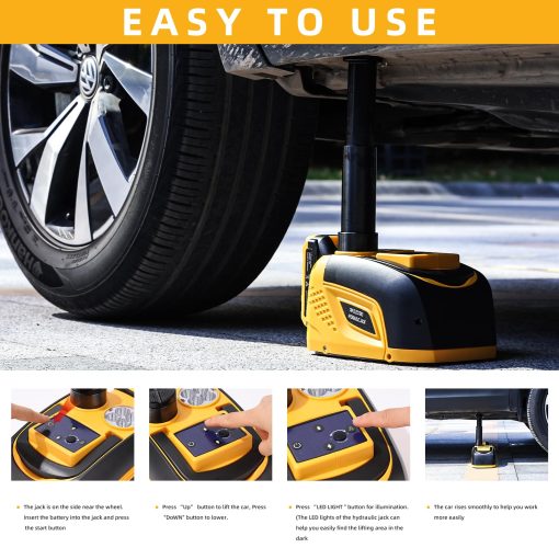 Gato electrico para coche TYAYT 18V 5 Ton Gato hidraulico electrico inalambrico para coche con llave de impacto Kit portatil para cambio de neumaticos con control remoto inalambrico para SUV y sedanes - Imagen 3