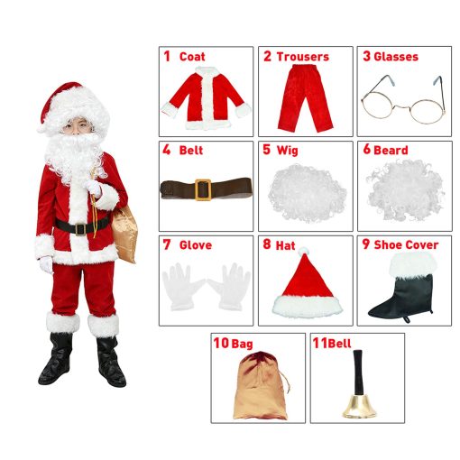 Disfraz de Santa Claus para Ninos Set de 11 Piezas (Tamano Pequeno) - Imagen 2