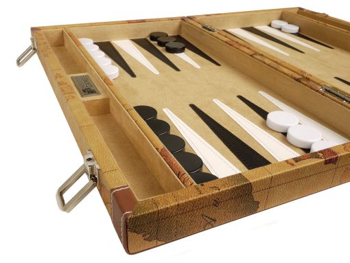?Nuevo! - Juego de Backgammon de Lujo de 15 Pulgadas con Mapa - Tablero Marron - Imagen 2