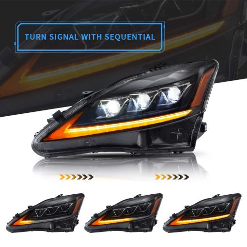 Faros LED VLAND Compatible con Lexus IS250/ IS250C IS350 IS350C IS220d 2006-2012, ISF 2008-2014 con Indicador Secuencial con Proyector con Reflector ambar - Imagen 4