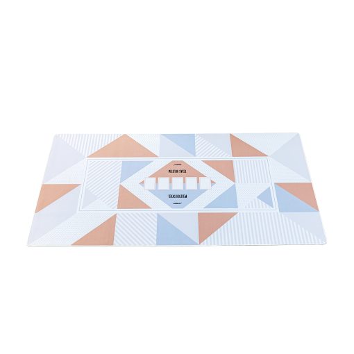 Tapete de Poker SLOWPLAY Noether Texas Hold'em | Cubierta de Mesa de Poker Portatil, 70 x 35 Pulgadas, Repelente al Agua, Reduccion de Ruido, con una Bolsa de Cuero Vegano para Juegos en Todas Partes (Blanco Oro)