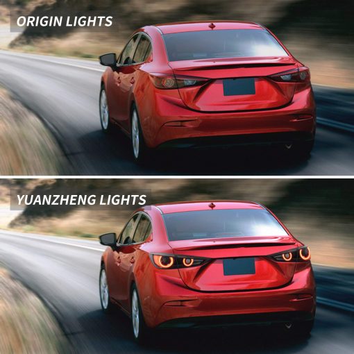 VLAND Luces traseras LED secuenciales completas compatibles con [Mazda 3 Axela 2014-2018] Conjunto de lampara trasera LED para freno y marcha atras, YAB-AL-0317 (Ahumado) [No apto para Hatchback] - Imagen 7
