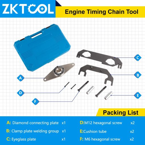 Kit de herramientas de bloqueo del tiempo del arbol de levas del motor ZKTOOL 2065 Compatible con Land Rover Discovery Sport Evoque 2.0T Jaguar F pace XE XF Motor de gasolina, JLR-303-1636 JLR-303-1625 JLR-303-1630 - Imagen 2