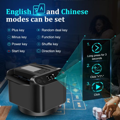 Barajador y Repartidor Automatico 2 en 1, Repartidor de Cartas de 2 Barajas con Control Remoto Inalambrico 360? Rotativo, Ultracallado, Recargable, Funciona con UNO, Taco Cat Goat Cheese Pizza, Five Crowns, Monopoly Deal, etc - Imagen 3