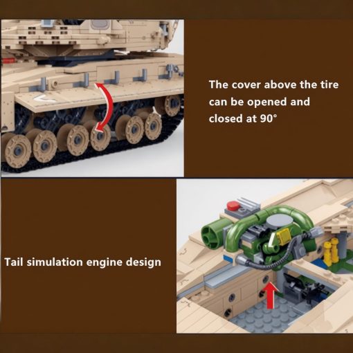 Set de Bloques de Construccion del Tanque de Batalla Principal Merkava MK 4M del General Jim's Israeli - 1,540 Piezas - Detallado Modelo Mediantano Compatible con Grandes Marcas - Imagen 4
