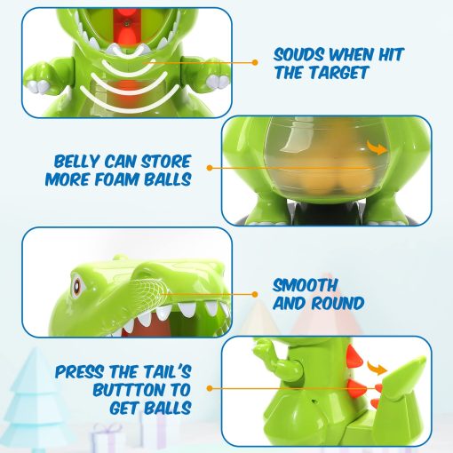 Juguete de Disparos de Dinosaurio EagleStone para Ninos de 5 6 7 8 9 Anos, Juegos Electronicos de Objetivo para Ninos con Pistola de Aire, Registro de Puntuacion LCD, Sonido, 24 Bolas de Espuma, Regalo de Fiesta de Cumpleanos, Regalos de Navidad para Ninos Pequenos - Imagen 6