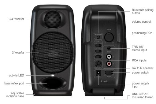 IK Multimedia iLoud Micro Monitor Altavoces de estudio portatiles Bluetooth inalambricos de 50 vatios, Monitor de referencia de estudio para produccion musical, mezcla, masterizacion, composicion, produccion y DJs - Imagen 2