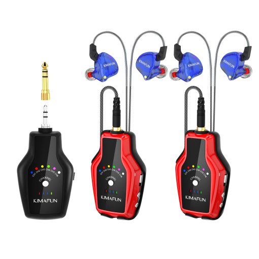 Sistema de auriculares inalambricos KIMAFUN para monitor in-ear para actuaciones en el escenario y amplificador de guitarra (1TX+2RX)