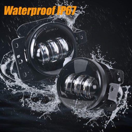Luces antiniebla LED deportivas redondas de 4 pulgadas Lusgwufad compatibles con Jeep Wrangler JL JT JLU Gladiator 2018-2021 con 2 pares de soportes de montaje / Accesorios de parachoques delantero JK Unlimited JKU 2007-2018 DOT(Negro) - Imagen 5