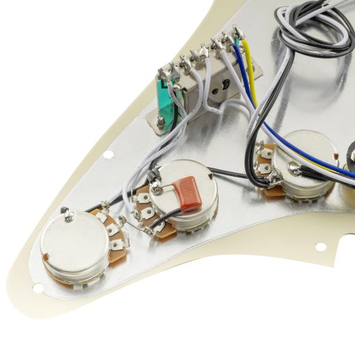 Pickguard Pre-cableado Musiclily Pro SE estandar SSS con pastillas de bobina simple de iman Alnico 5 escalonado para guitarra electrica estilo ST, 4 capas de perla blanca envejecida - Imagen 8