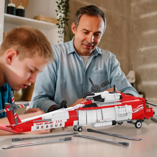 Set de Construccion de Helicoptero JMBricklayer HH-60J, Juguete de Helicoptero Militar de Rescate, Modelo de Avion Coleccionable Kit de Construccion de Aeronaves Ideal, Regalos para Adultos y Niños 60001 - Imagen 6